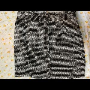 Black and white tweed button skirt